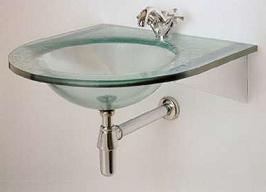 A glass vanity.