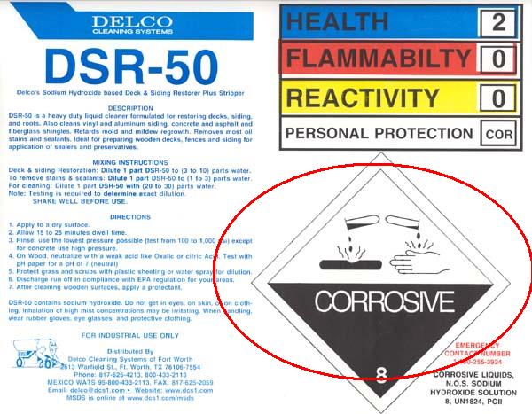 Socium hydroxide cleaner label