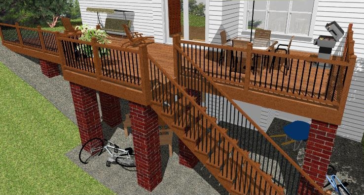 Single level deck design on brick piers