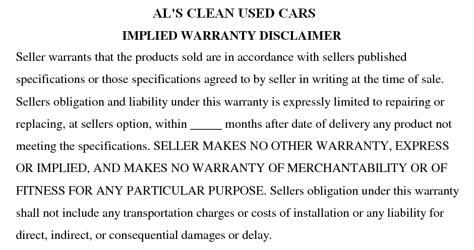 Warranty Disclaimer